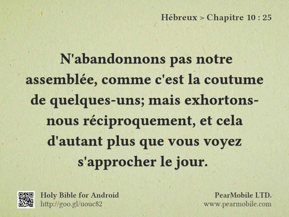 Hébreux, Chapitre 10:25
